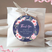 Sticker Rond Remerciements Fleuris Rose et Violet Néon pour Mar