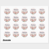 Sticker Rond Remerciements Floraux Aquarelle Blanc Rose (Feuille)