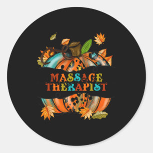 Sticker Rond Remerciements Grateful Massage Thérapist Citrouill