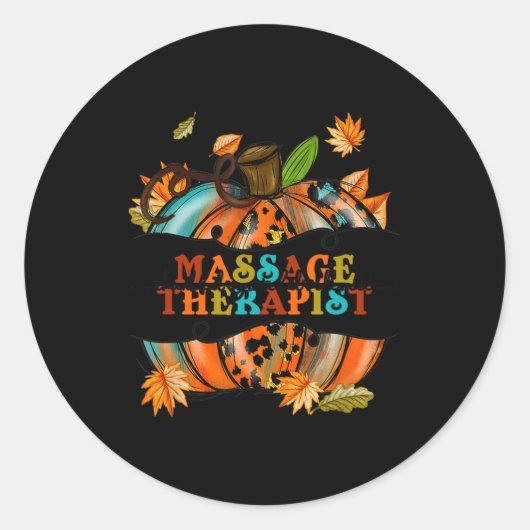 Sticker Rond Remerciements Grateful Massage Thérapist Citrouill (Devant)
