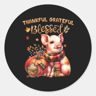 Sticker Rond Remerciements Gratuit Bienheureux Cochon D'Animal