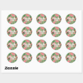 Sticker Rond Remerciements Modernes Tropicaux Rose (Feuille)