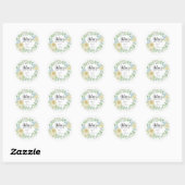 Sticker Rond Remerciements pour Baby Shower de Fleur de Rosier  (Feuille)