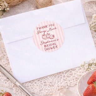 Sticker Rond Remerciements pour Baby Shower de Mariée avec Baie