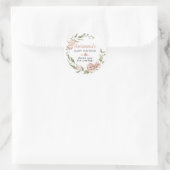 Sticker Rond Remerciements pour Baby Shower Fleur Rose Rustique (Sac)