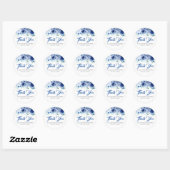 Sticker Rond Remerciements pour Baby Shower Fleurs Bleues (Feuille)