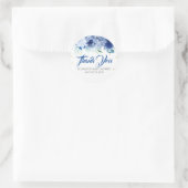 Sticker Rond Remerciements pour Baby Shower Fleurs Bleues (Sac)