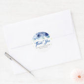Sticker Rond Remerciements pour Baby Shower Fleurs Bleues (Enveloppe)