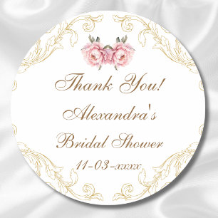 Sticker Rond Remerciements pour Baby Shower Floral Vintage Pivo