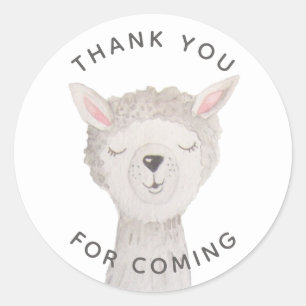 Sticker Rond Remerciements pour Baby Shower Llama Drôle d'ani