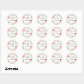 Sticker Rond Remerciements pour Baby Shower Mariage Rose Foncé  (Feuille)