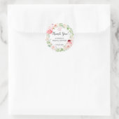 Sticker Rond Remerciements pour Baby Shower Mariage Rose Foncé  (Sac)