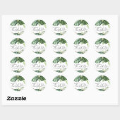 Sticker Rond Remerciements pour Baby Shower Monstera Aquarelle  (Feuille)
