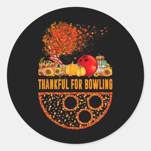 Sticker Rond Remerciements Pour Bowling Ball Citrouilles Automn (Devant)