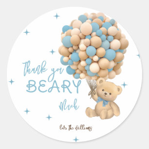 Sticker Rond Remerciements pour la Baby Shower Bohème Bébé Garç