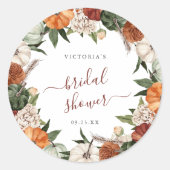 Sticker Rond Remerciements pour la Baby Shower Bohème d'Automne (Devant)