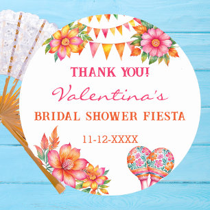 Sticker Rond Remerciements pour la Baby Shower Fleurie Rose