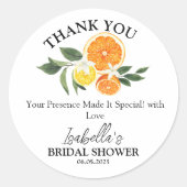 Sticker Rond Remerciements pour la fête de mariage Citrus Main (Devant)
