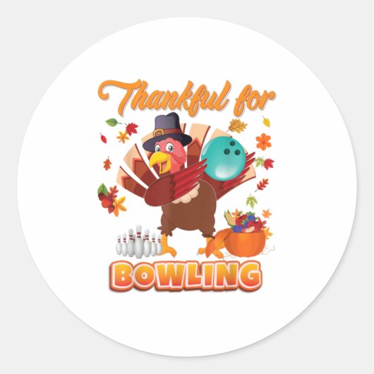 Sticker Rond Remerciements Pour Le Bowling Thanksgiving Turquie (Devant)