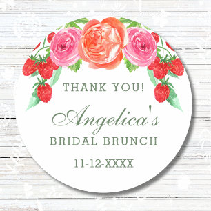 Sticker Rond Remerciements pour un brunch de mariage rose saumo