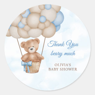 Sticker Rond Remerciements pour une Baby Shower Beary Much