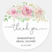Sticker Rond Remerciements pour une Baby Shower de Mariage Rose (Devant)