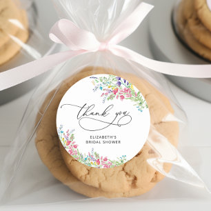 Sticker Rond Remerciements pour une Baby Shower Élégante sur le