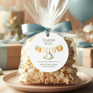 Sticker Rond Remerciements pour une Baby Shower "Jardin Local"