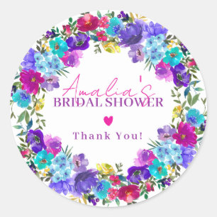 Sticker Rond Remerciements pour une Baby Shower Mariage Floral 