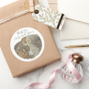 Sticker Rond Remerciements pour une Baby Shower Vintage Art Nou