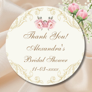Sticker Rond Remerciements pour une Baby Shower Vintage Rose Iv