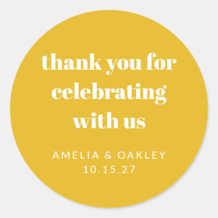 Sticker Rond Remerciements pour une douche de couple jaune pers