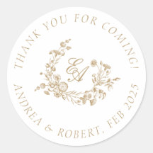 Remerciements pour votre venue Fleurs Élégantes Or