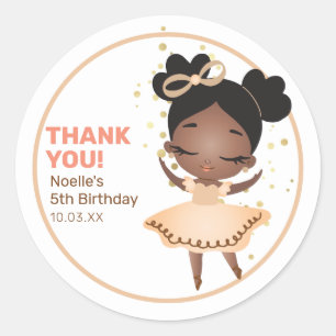 Sticker Rond Remerciements! Princesse Ballerina avec Bow Annive