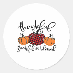 Sticker Rond Remerciements Reconnaissants Et Bénis Citrouilles
