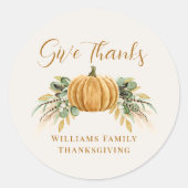 Sticker Rond Remerciements Remerciements Orange Citrouille (Devant)