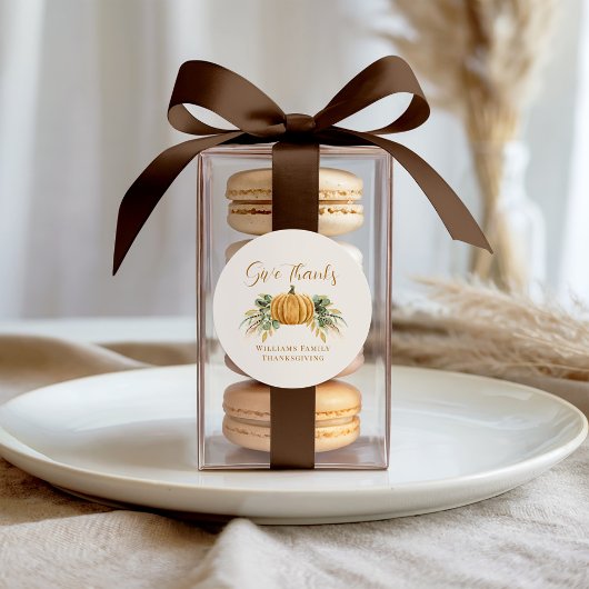 Sticker Rond Remerciements Remerciements Orange Citrouille