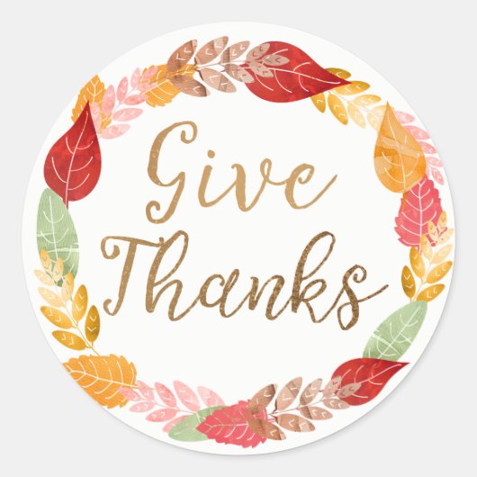 Sticker Rond Remercier Feuilles d'automne Wreath (Devant)