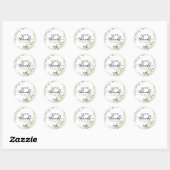 Sticker Rond Remercier Green Wreath Thanksgiving Dîner (Feuille)