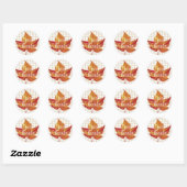 Sticker Rond Remerciez Fall Orange Leaf & Plaid (Feuille)
