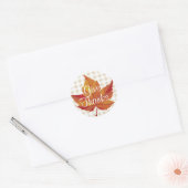 Sticker Rond Remerciez Fall Orange Leaf & Plaid (Enveloppe)