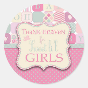 Sticker Rond Remerciez l'autocollant de fille de ciel