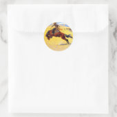 Sticker Rond Remington Old West Horse et Cowboy (Sac)