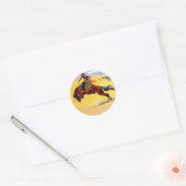 Sticker Rond Remington Old West Horse et Cowboy (Enveloppe)