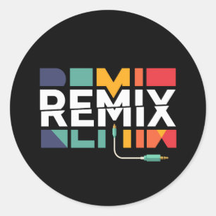 Sticker Rond Remix Audio Graphisme Géométrique Rétro Musique