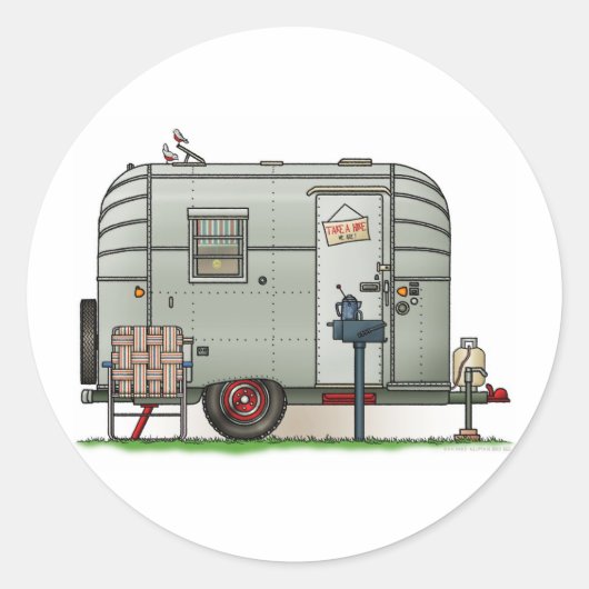 Sticker Rond Remorque Avion Camper (Devant)