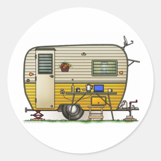 Sticker Rond Remorque Camper Aloha (Devant)