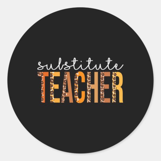 Sticker Rond Remplacer enseignant léopard mignonne automne Merc (Devant)