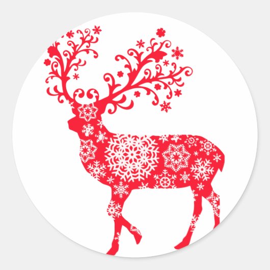Sticker Rond Renard à flocon de neige - Rouge (Devant)