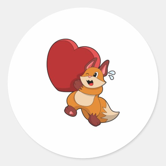 Sticker Rond Renard à l'amour avec le coeur (Devant)